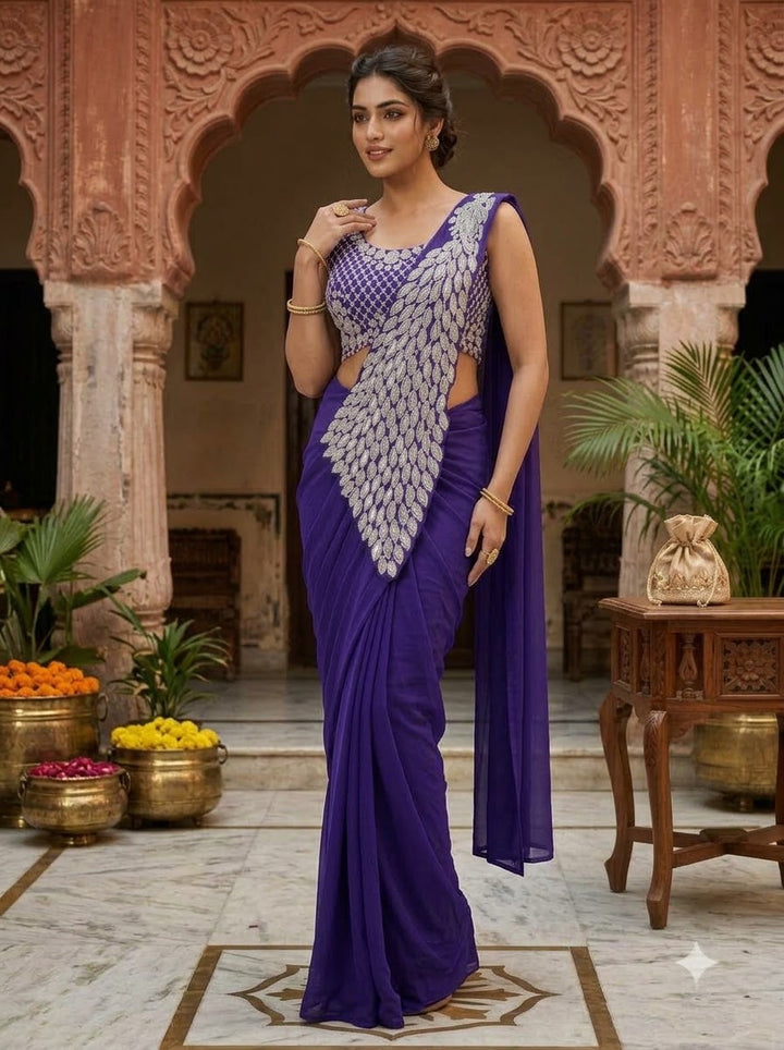 Luxe Afterdark Designer Heavy Georgette Ready-to-Wear Saree