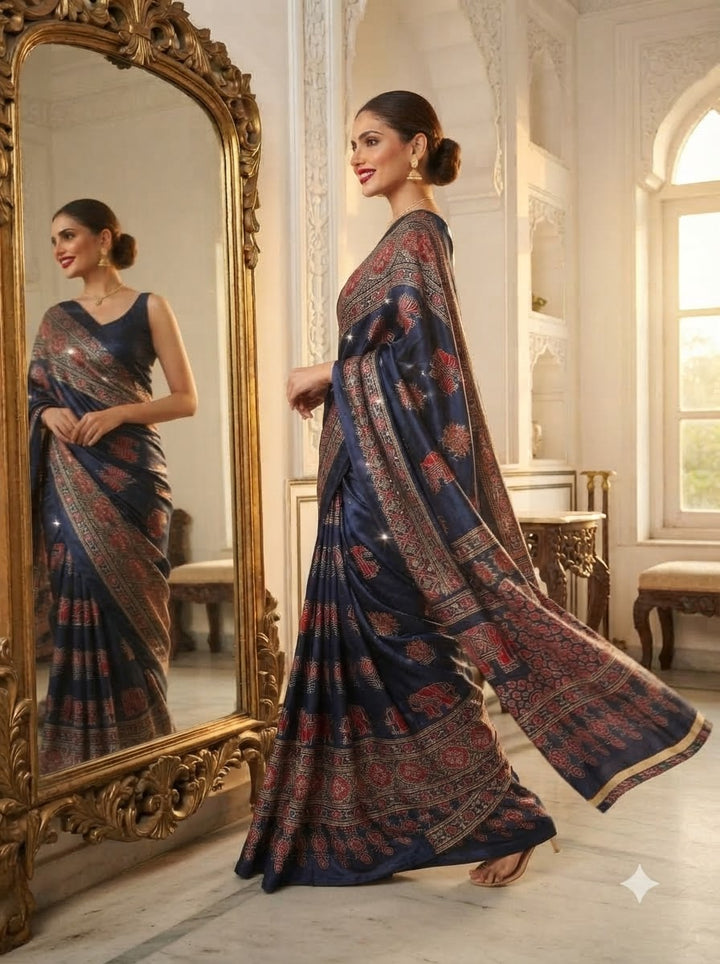 Pretty Obsession Modal Silk Saree With Mirror Work