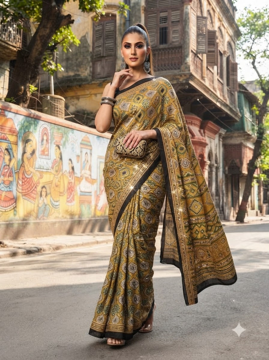 Pretty Obsession Modal Silk Saree With Mirror Work