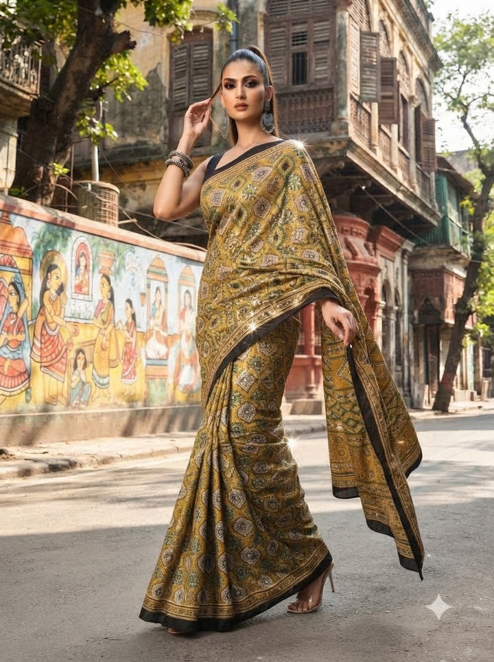 Pretty Obsession Modal Silk Saree With Mirror Work
