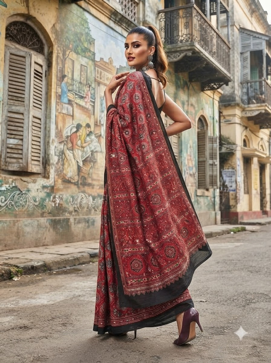 Pretty Obsession Modal Silk Saree With Mirror Work