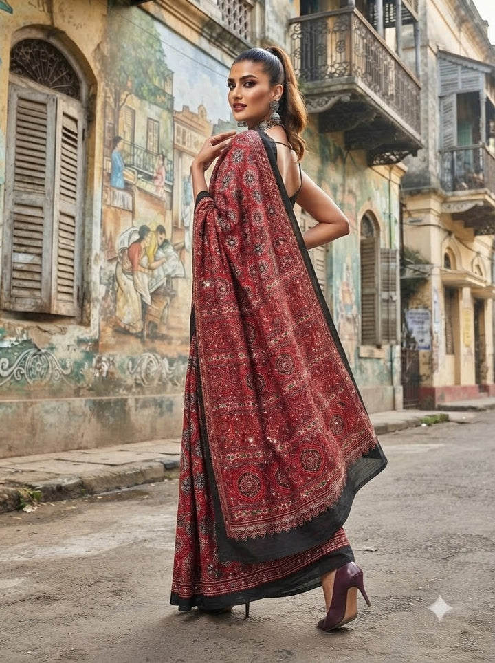 Pretty Obsession Modal Silk Saree With Mirror Work
