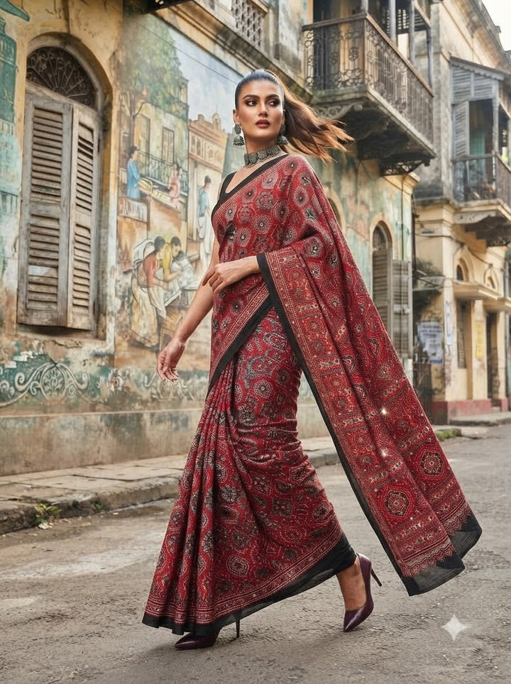Pretty Obsession Modal Silk Saree With Mirror Work