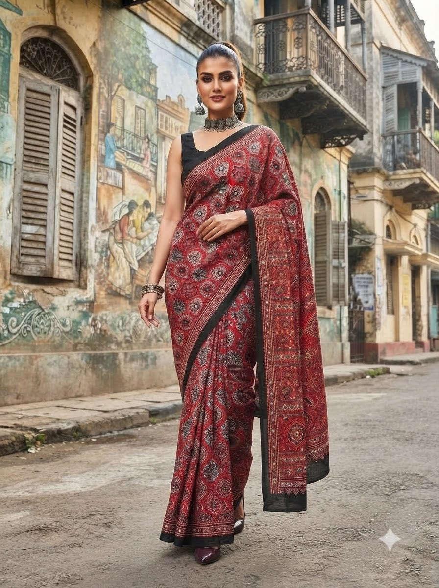 Pretty Obsession Modal Silk Saree With Mirror Work