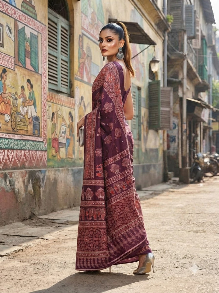 Pretty Obsession Modal Silk Saree With Mirror Work