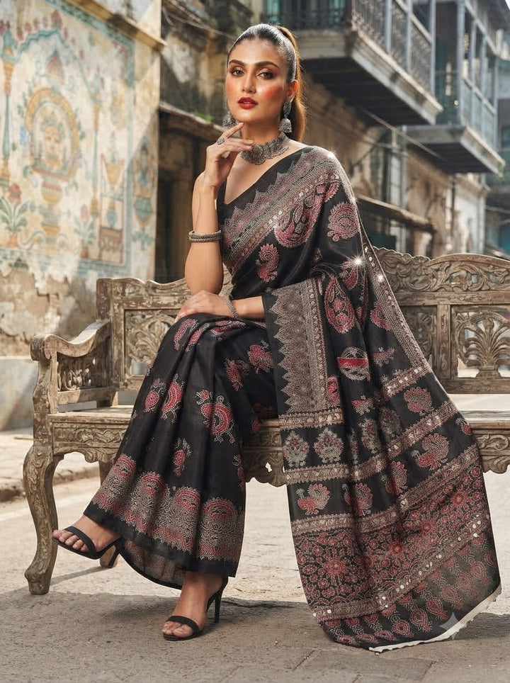 Pretty Obsession Modal Silk Saree With Mirror Work