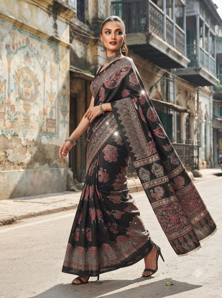 Pretty Obsession Modal Silk Saree With Mirror Work