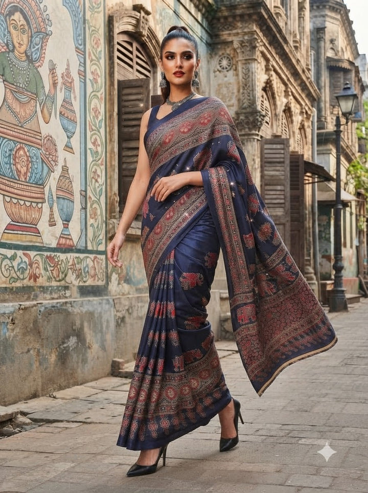 Pretty Obsession Modal Silk Saree With Mirror Work