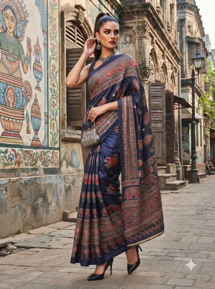 Pretty Obsession Modal Silk Saree With Mirror Work