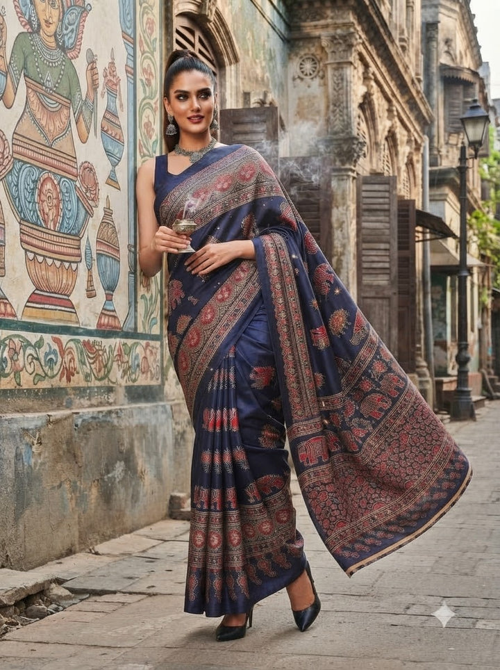 Pretty Obsession Modal Silk Saree With Mirror Work