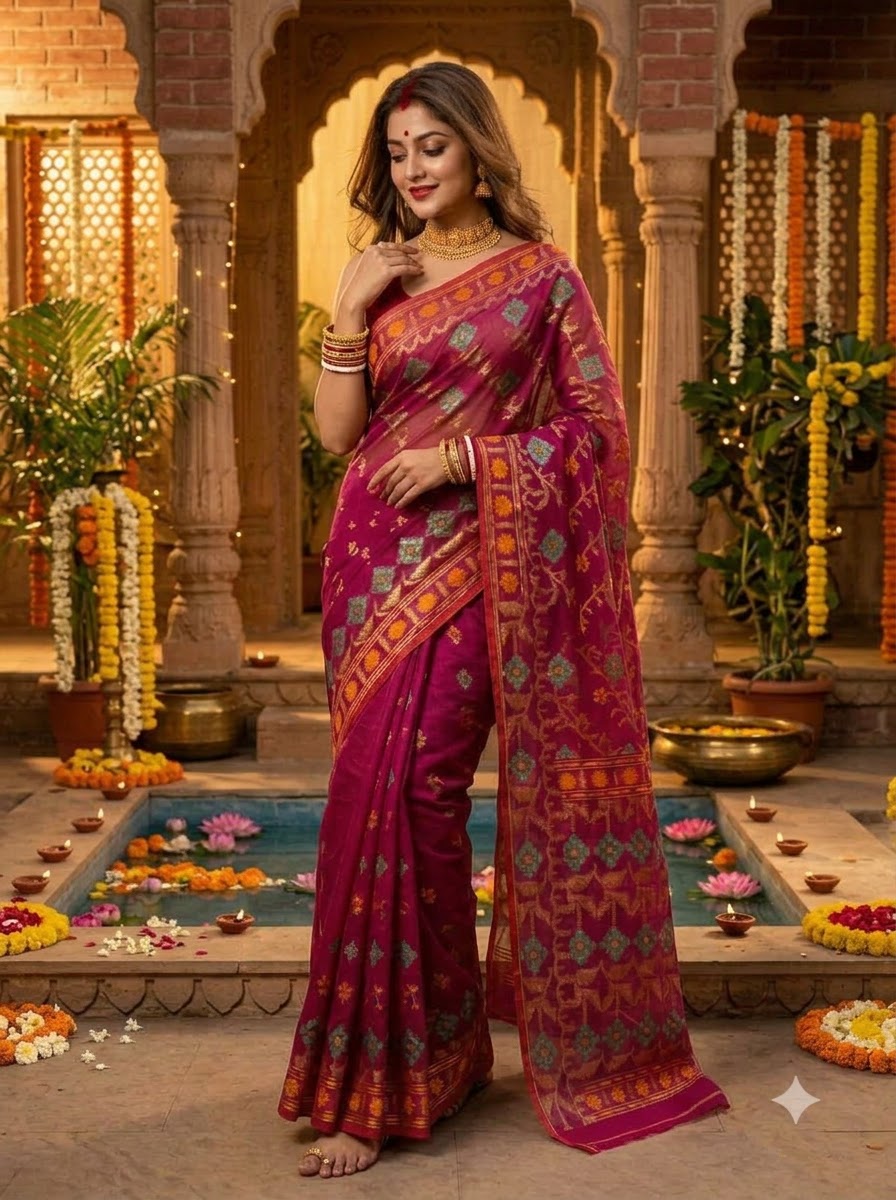 Bonediyana (বনেদিয়ানা)Bengal Jamdani Saree