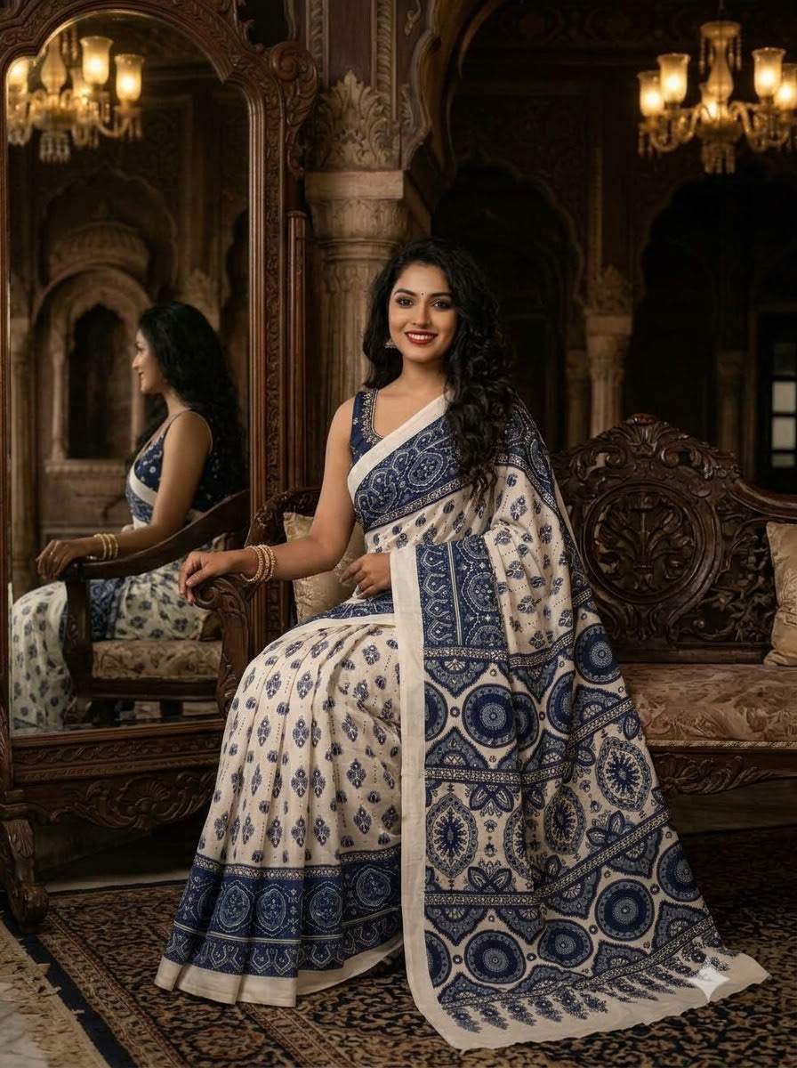 Pretty Obsession Modal Silk Saree With Mirror Work