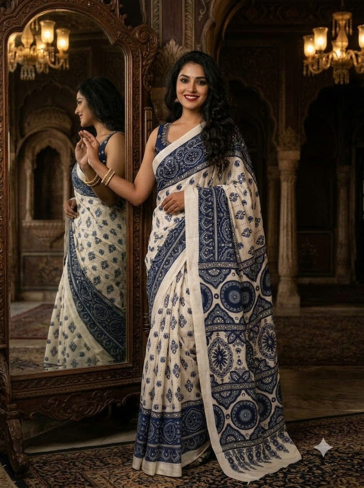 Pretty Obsession Modal Silk Saree With Mirror Work
