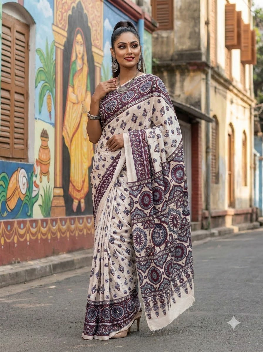 Pretty Obsession Modal Silk Saree With Mirror Work