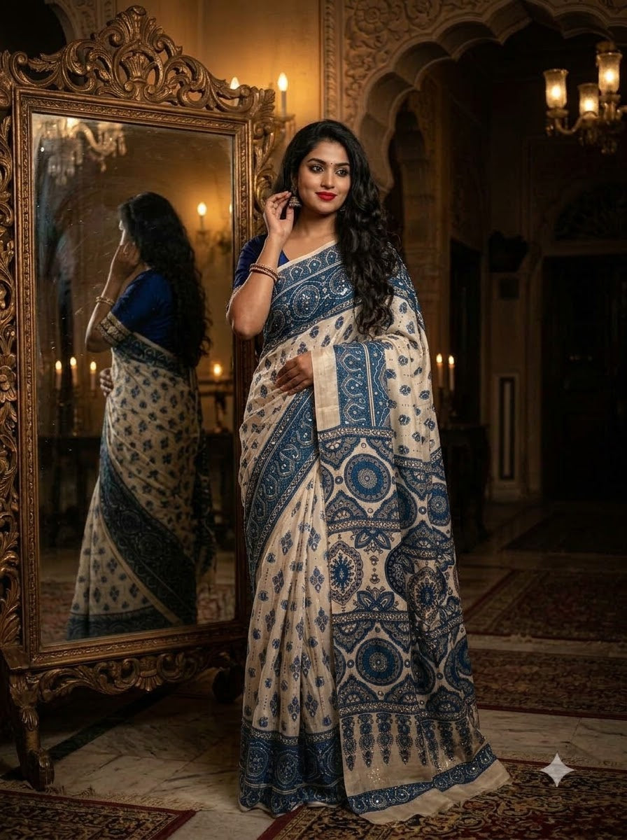 Pretty Obsession Modal Silk Saree With Mirror Work