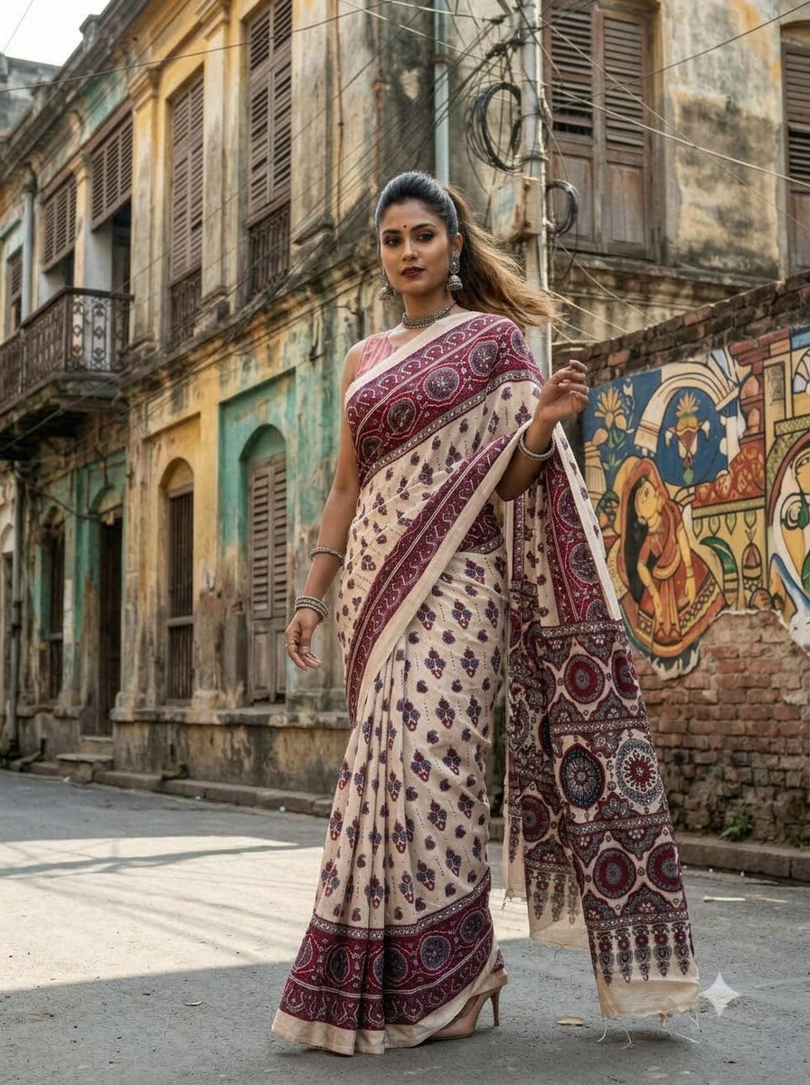 Pretty Obsession Modal Silk Saree With Mirror Work