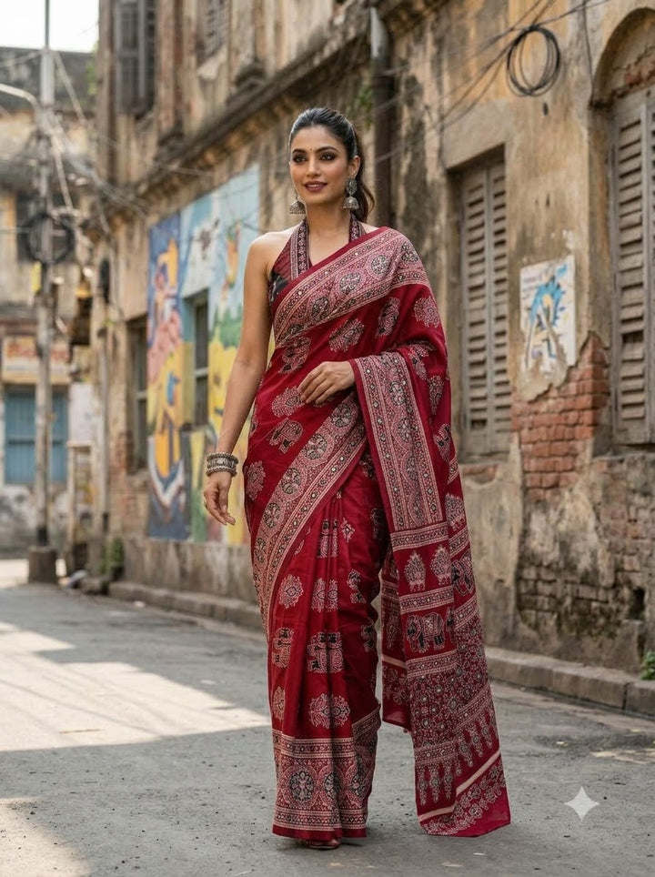 Pretty Obsession Modal Silk Saree With Mirror Work