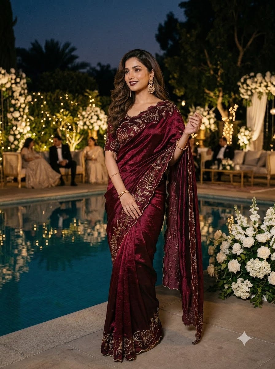 Slay in Sparkle Fandy Silk Saree with Cutdana Work