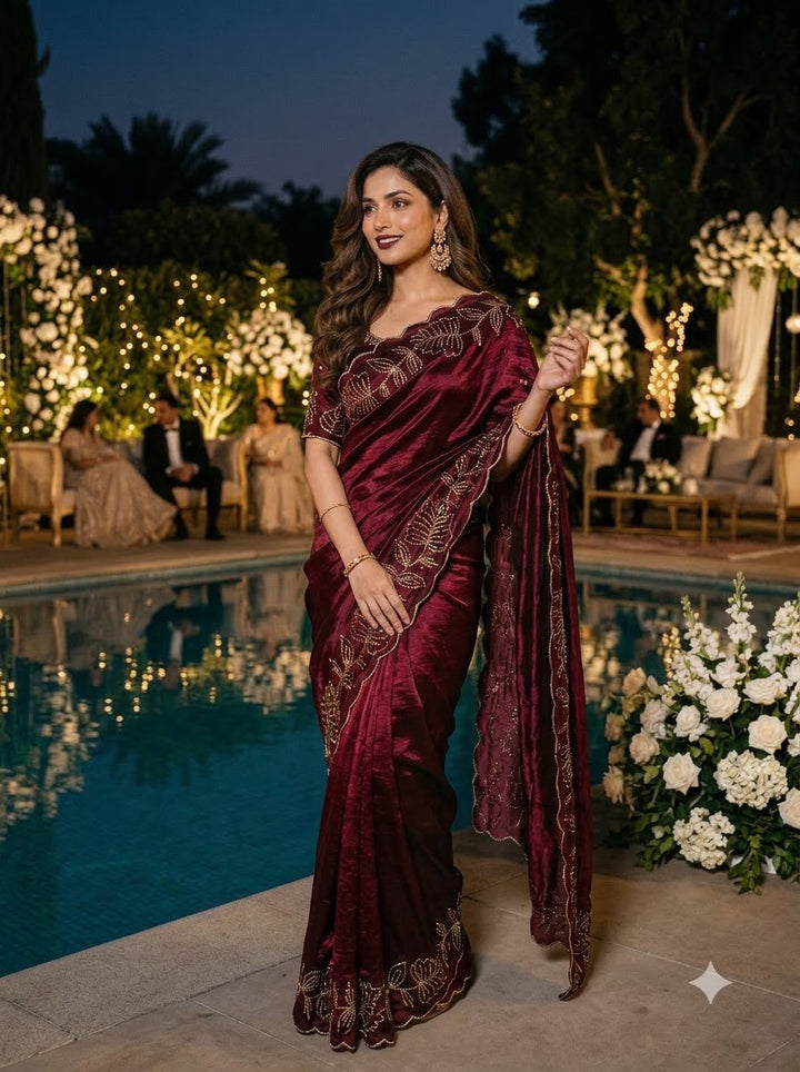 Slay in Sparkle Fandy Silk Saree with Cutdana Work