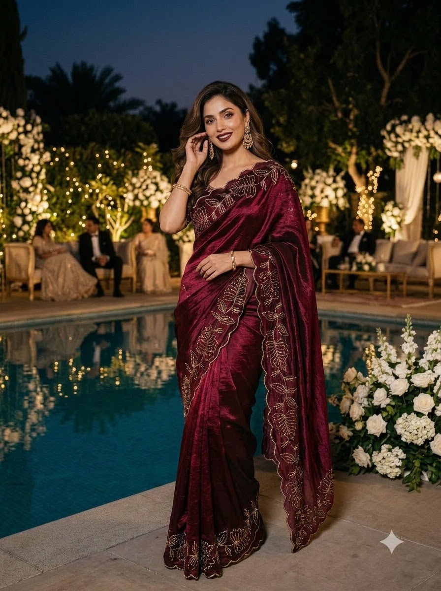 Slay in Sparkle Fandy Silk Saree with Cutdana Work