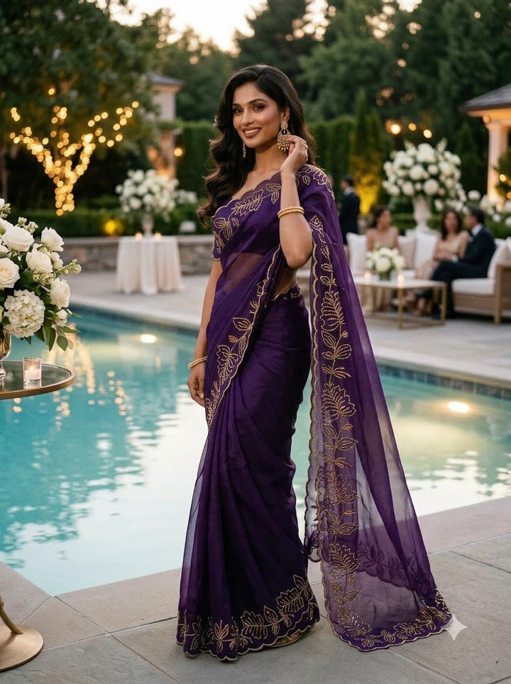 Slay in Sparkle Fandy Silk Saree with Cutdana Work