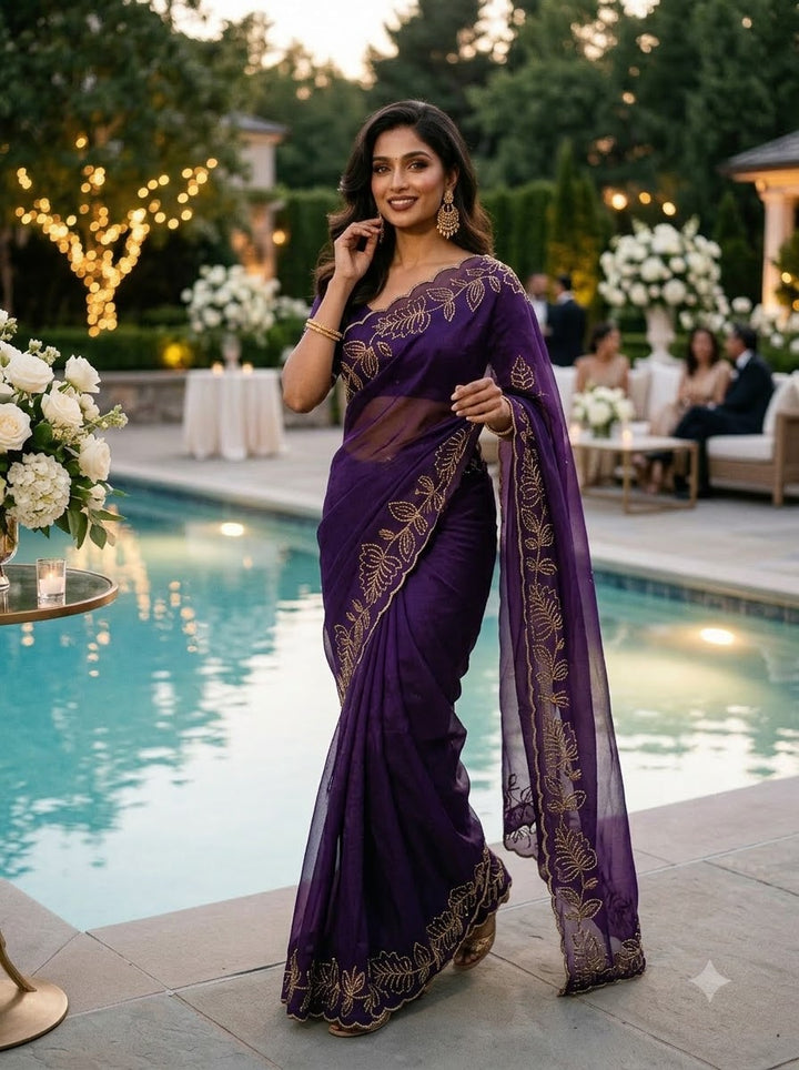 Slay in Sparkle Fandy Silk Saree with Cutdana Work