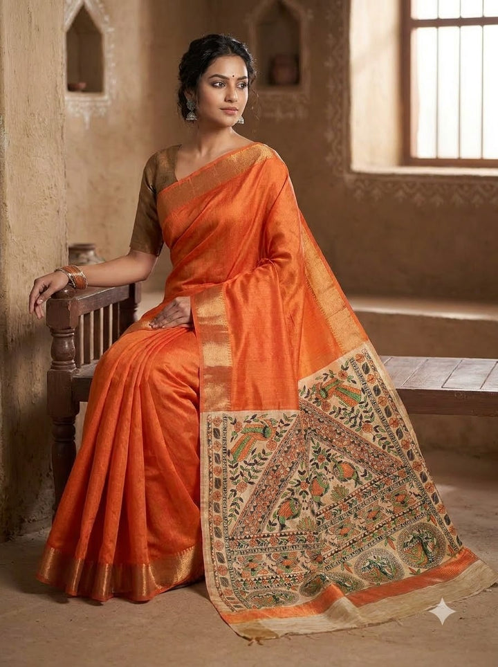 Mithila Artistry Ghicha Tussar Silk Saree