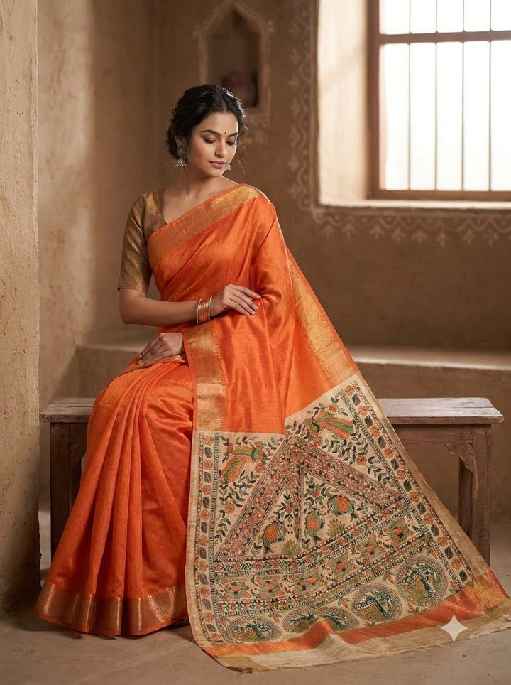 Mithila Artistry Ghicha Tussar Silk Saree