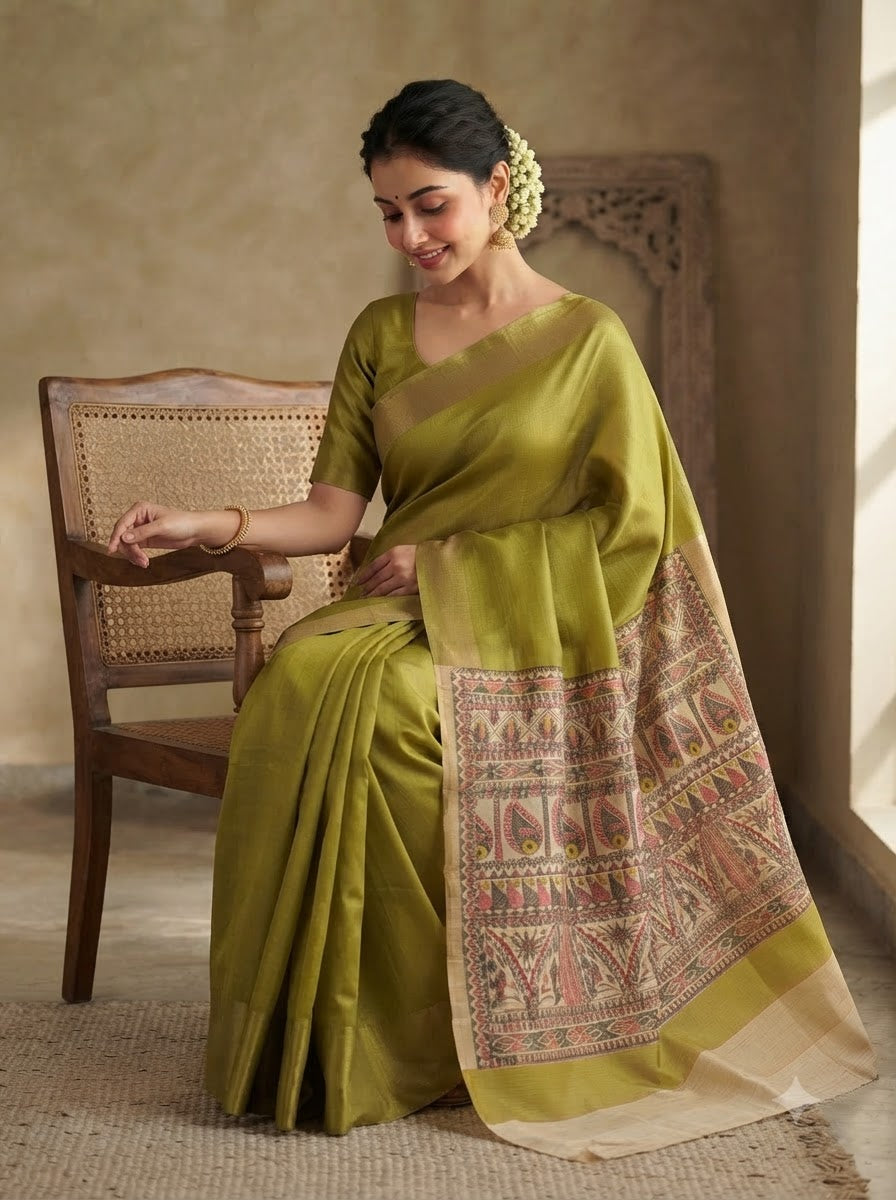 Mithila Artistry Ghicha Tussar Silk Saree