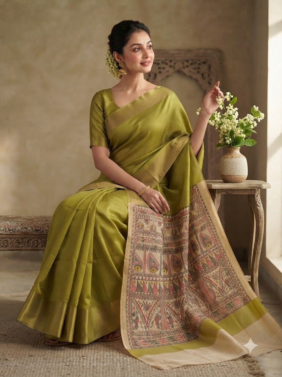 Mithila Artistry Ghicha Tussar Silk Saree