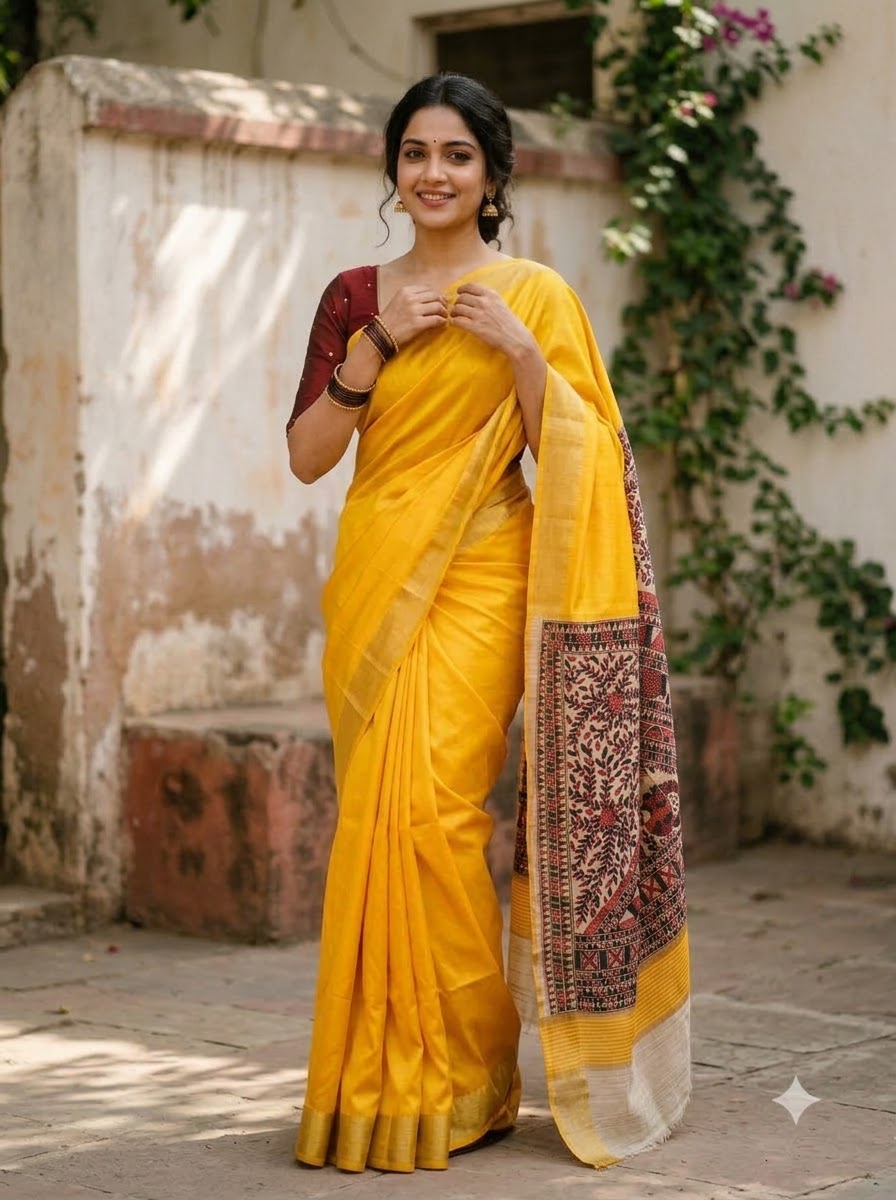 Mithila Artistry Ghicha Tussar Silk Saree