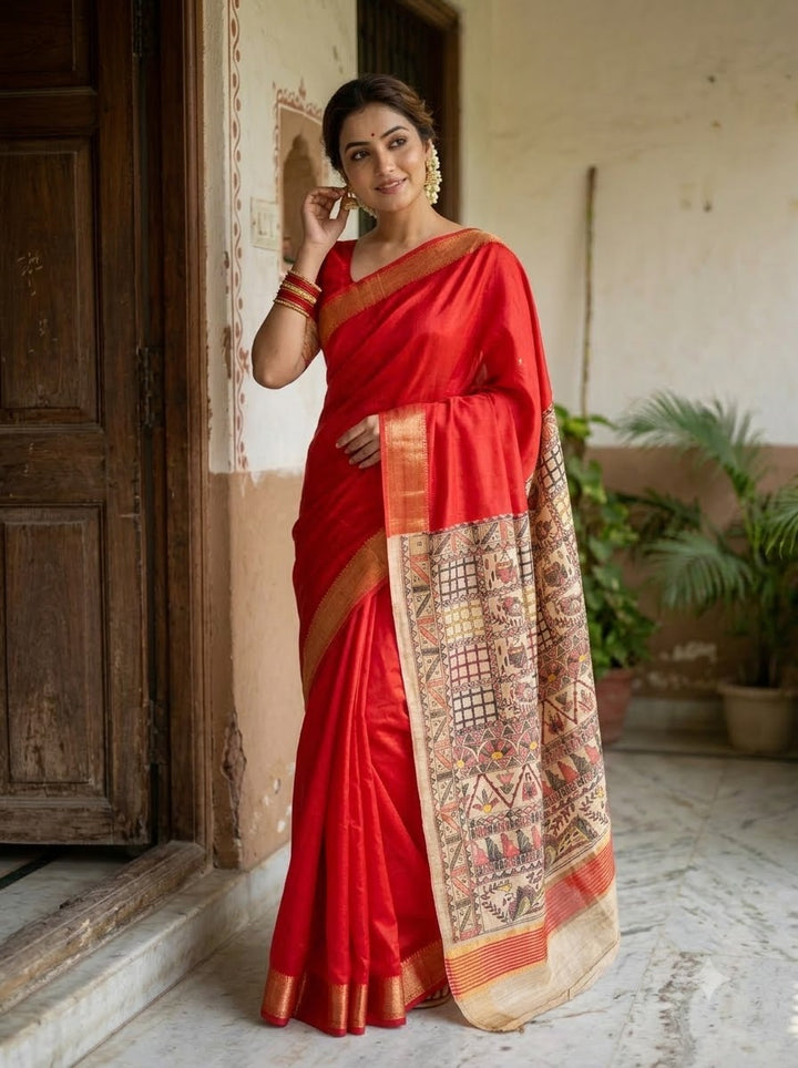 Mithila Artistry Ghicha Tussar Silk Saree