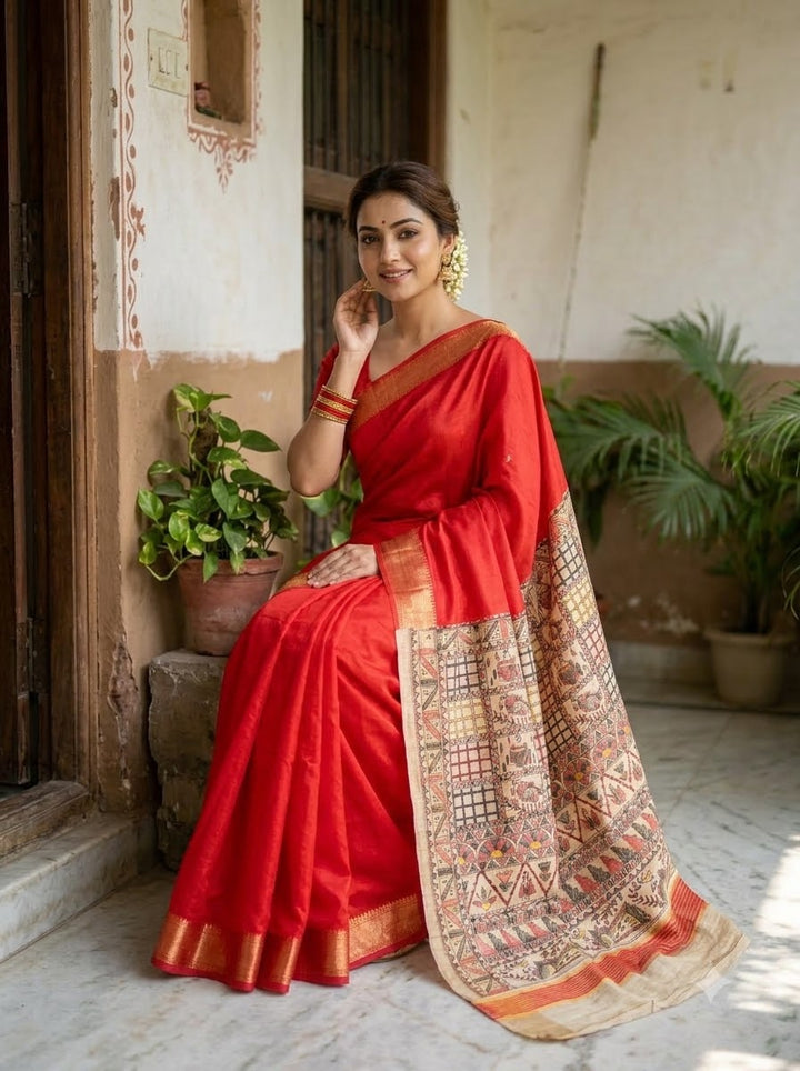 Mithila Artistry Ghicha Tussar Silk Saree
