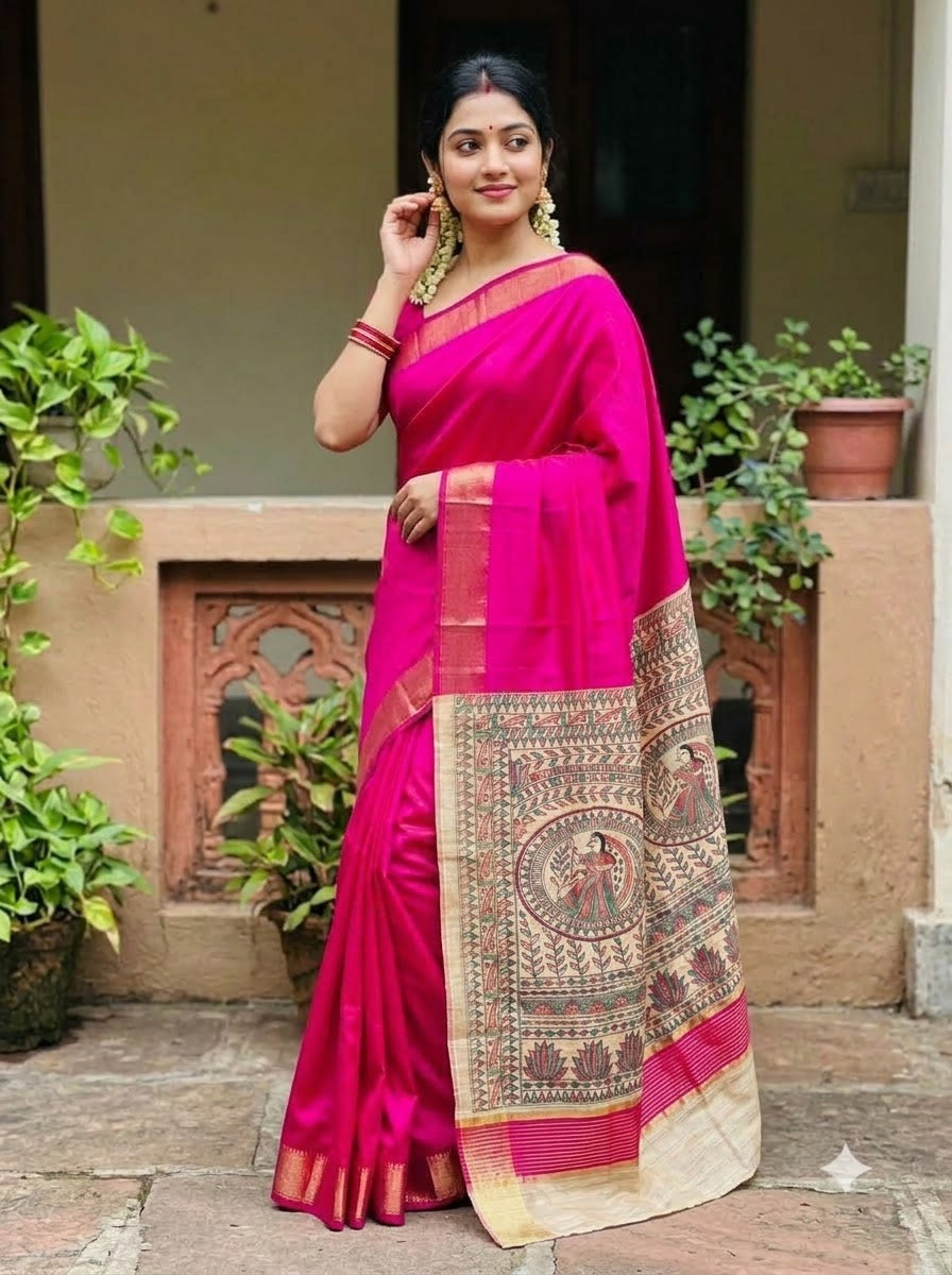 Mithila Artistry Ghicha Tussar Silk Saree
