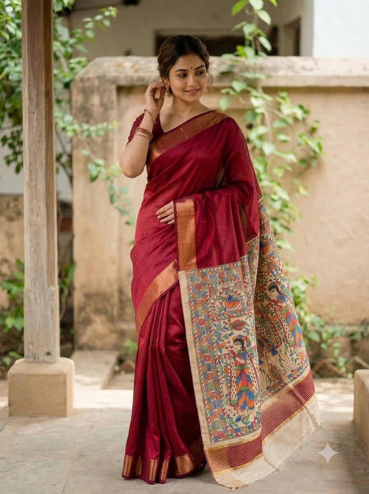 Mithila Artistry Ghicha Tussar Silk Saree