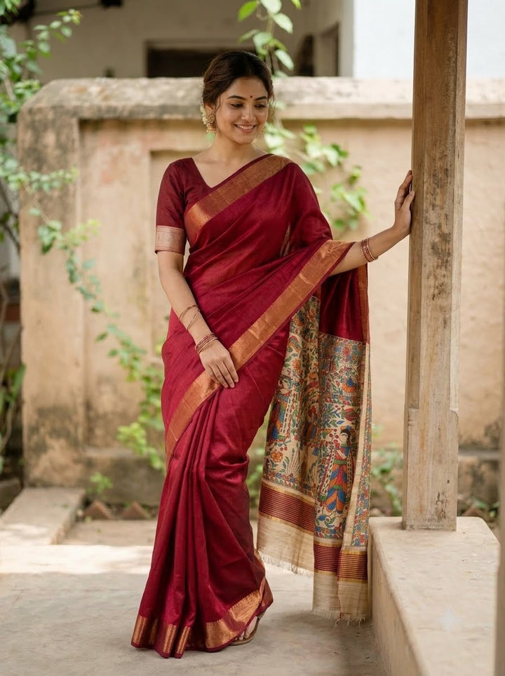 Mithila Artistry Ghicha Tussar Silk Saree