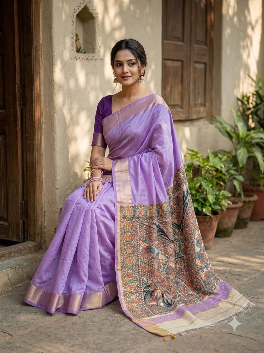 Mithila Artistry Ghicha Tussar Silk Saree