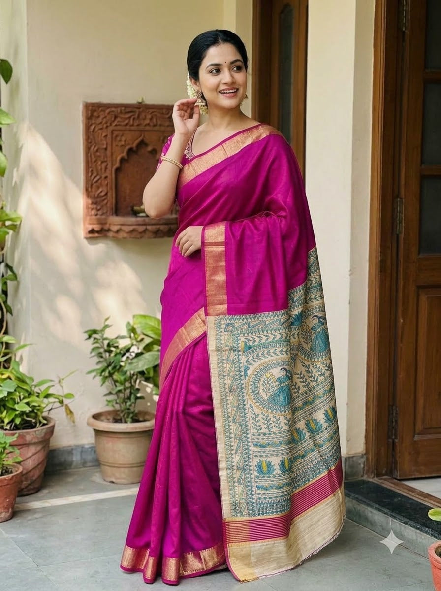Mithila Artistry Ghicha Tussar Silk Saree