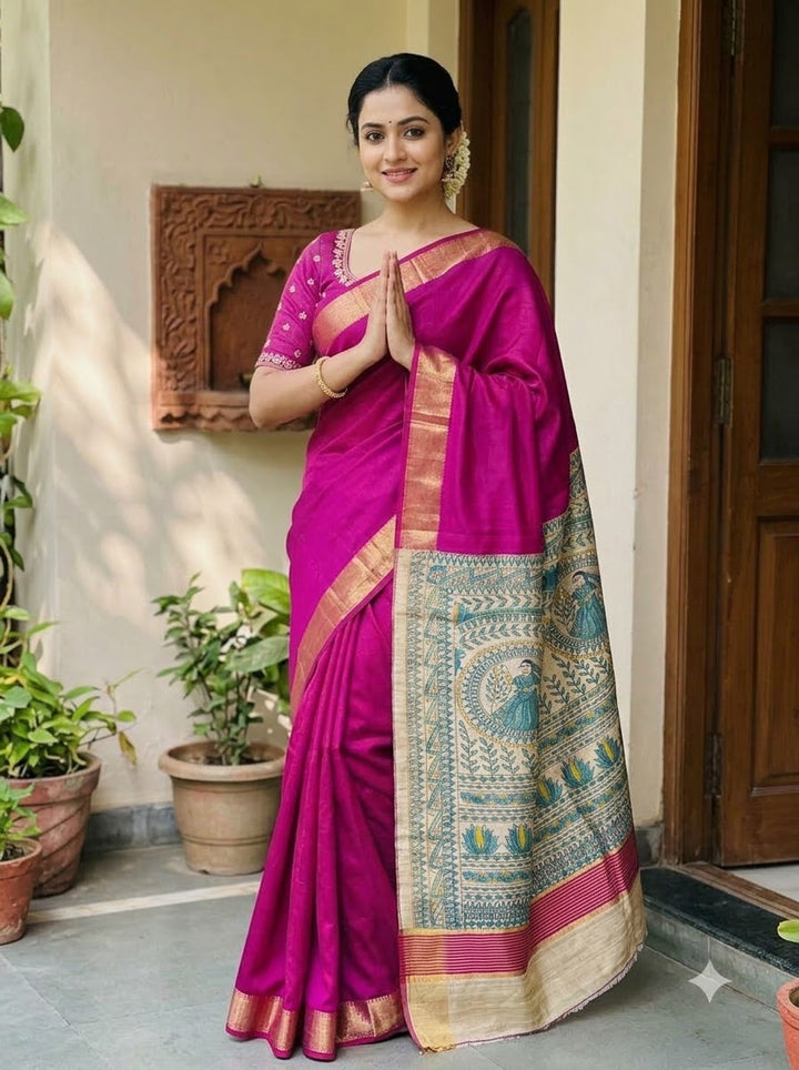 Mithila Artistry Ghicha Tussar Silk Saree