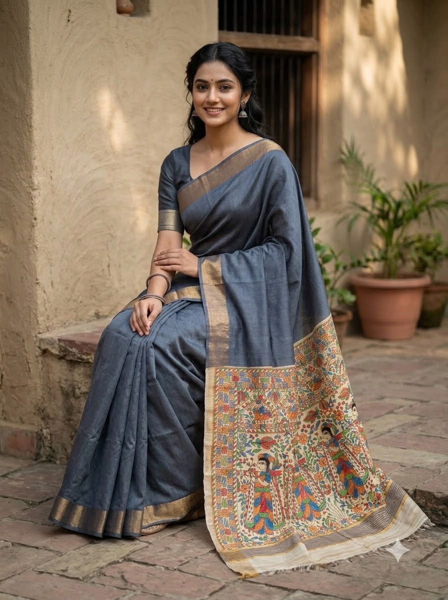 Mithila Artistry Ghicha Tussar Silk Saree