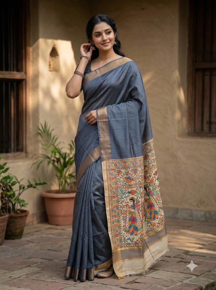 Mithila Artistry Ghicha Tussar Silk Saree
