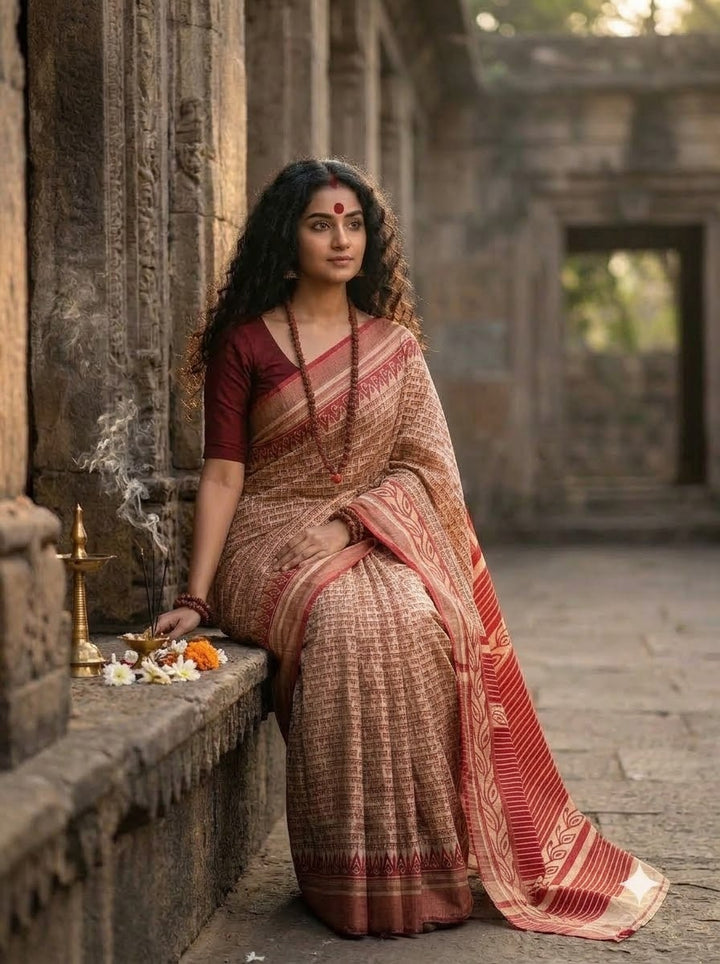 Vedic Scholar - Aabhaangi Ghicha Tussar Silk Saree