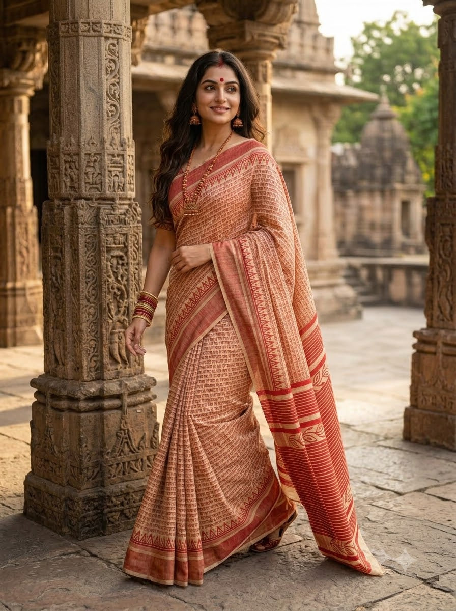 Vedic Scholar - Aabhaangi Ghicha Tussar Silk Saree