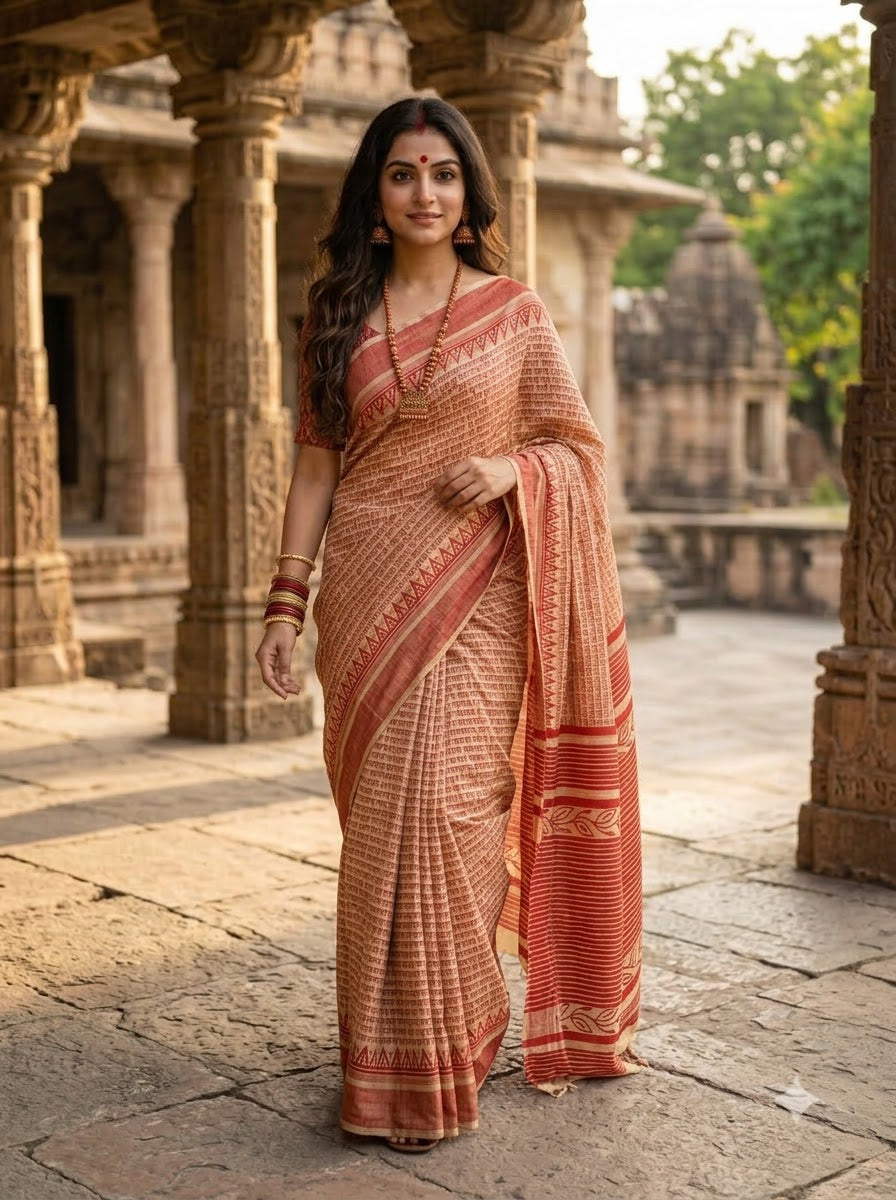 Vedic Scholar - Aabhaangi Ghicha Tussar Silk Saree