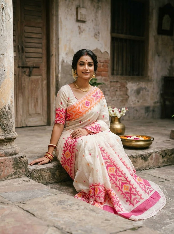 Rajnandini Exclusive Semi Tassar Jamdani Saree