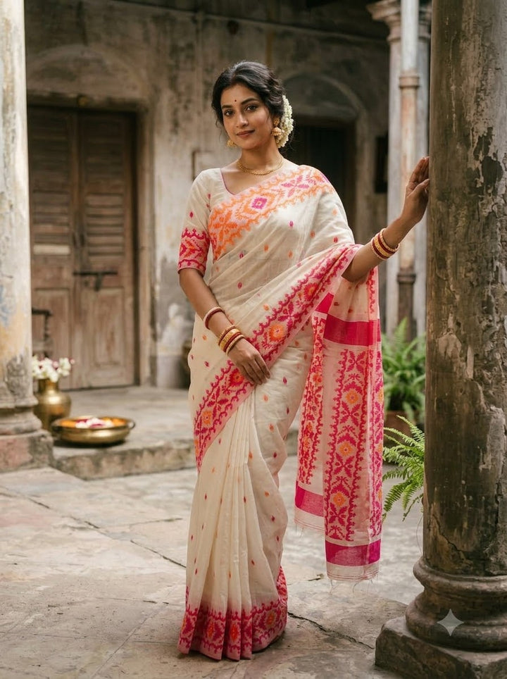 Rajnandini Exclusive Semi Tassar Jamdani Saree