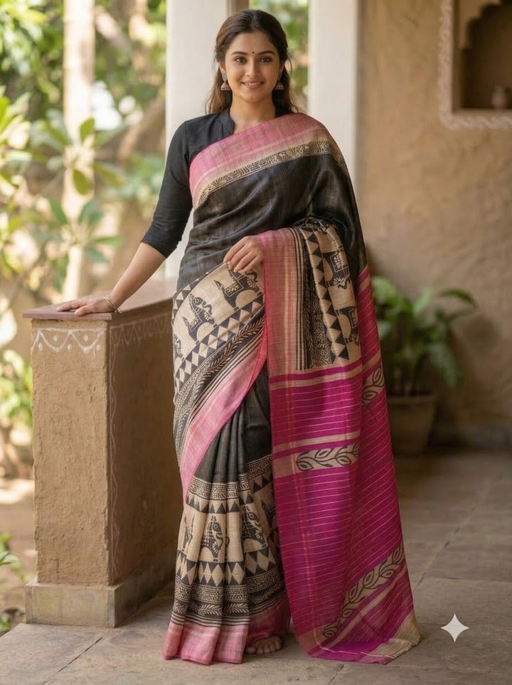 Aabhaangi Ghicha Tussar Silk Saree