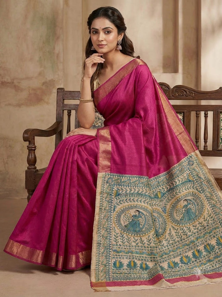 Mithila Artistry Ghicha Tussar Silk Saree