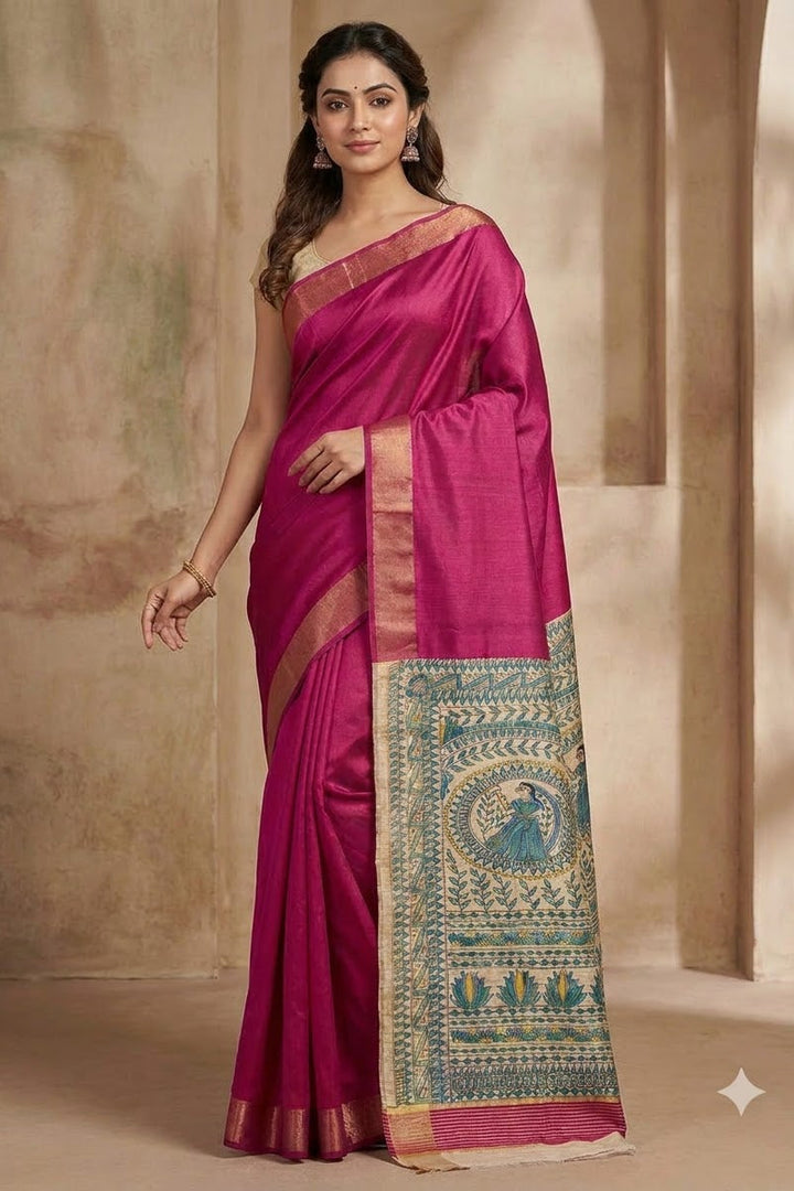 Mithila Artistry Ghicha Tussar Silk Saree