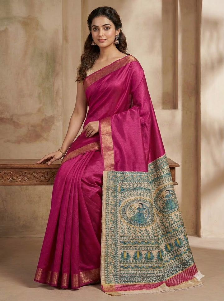 Mithila Artistry Ghicha Tussar Silk Saree